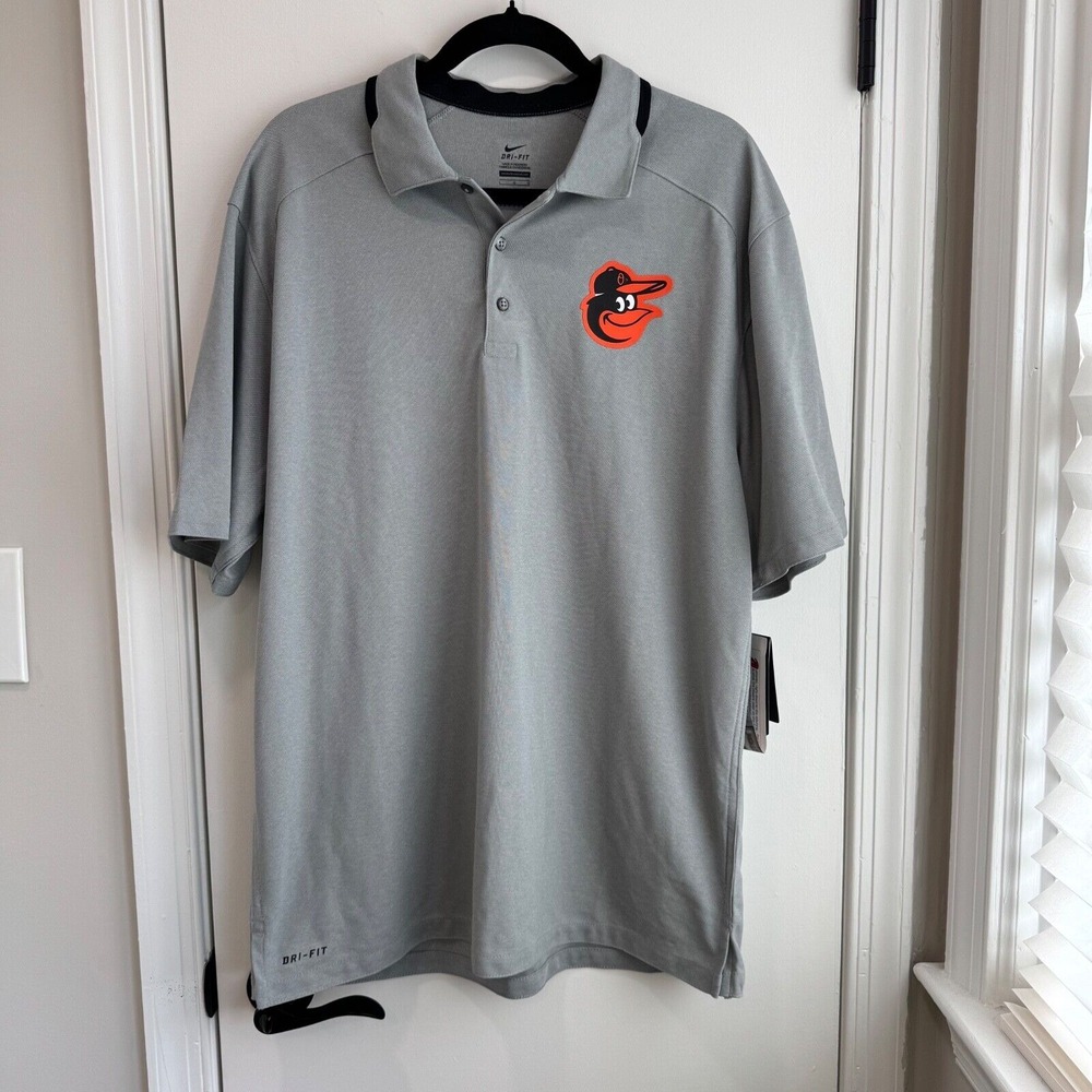 Nike Dri-FIT Baltimore Orioles Polo Shirt‎ MLB Gray Athletic Fit Large
